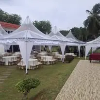 Garden canopy with round table setup