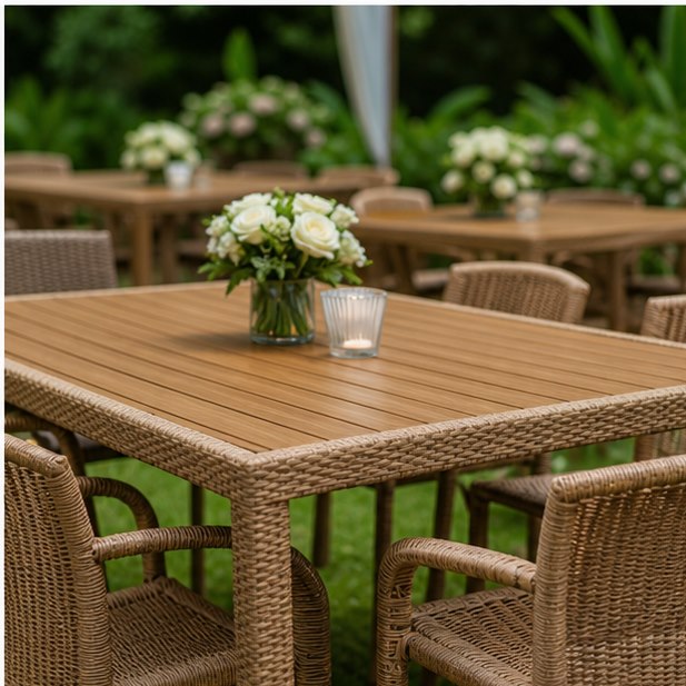 Garden Table Rental close-up detail for Malaysia event furniture rental