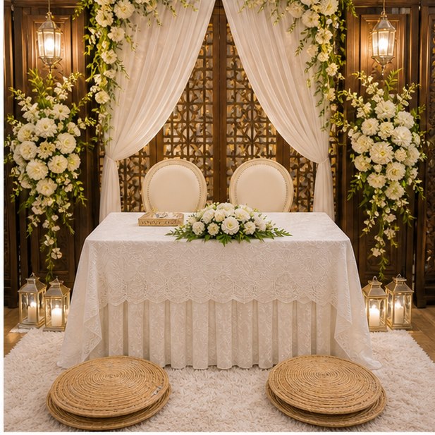 Signing Table Rental event setup for Malaysia event furniture rental