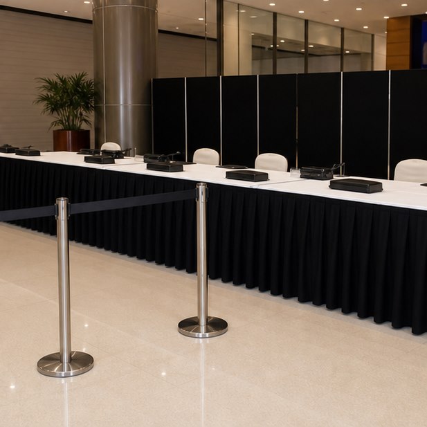 Table Skirting Rental venue setup for Malaysia event furniture rental